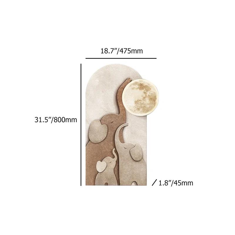Homary 31.5" Arched LED 3D Acrylic Elephant Moon Wall Sculpture Art Decor Living Room Bedroom