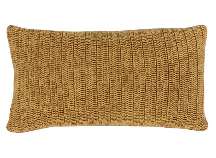 Honey Knitted Linen Rectangular Throw Pillow