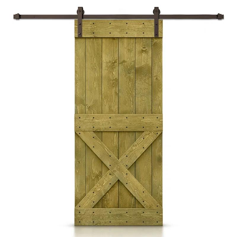 Calhome Solid Wood Paneled Painted with Installation Hardware Kit Barn Door