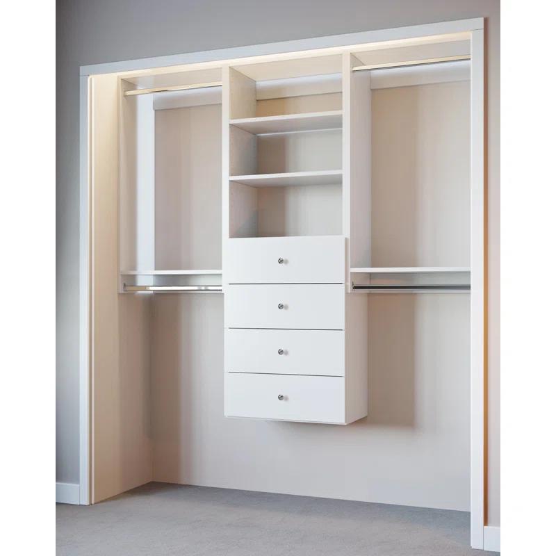 Modular Closets Modular Closets Closet System Walk-In Sets, 2 Double Hanging Unit with 4 Drawer Shelf Tower