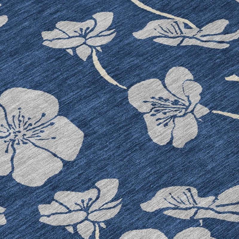 Machine Washable Indoor/Outdoor Chayden ACN1034 Navy 3' x 5' Rug