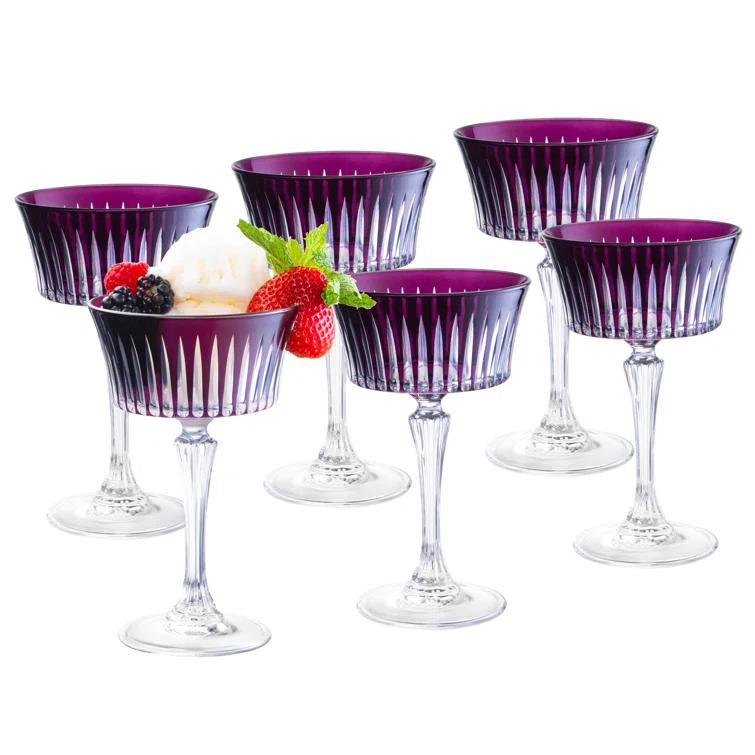 Barski Colored Champagne Coupe Glasses, Stemmed Martini Glassware, Set of 6 - 8.7 oz. (Set of 6)
