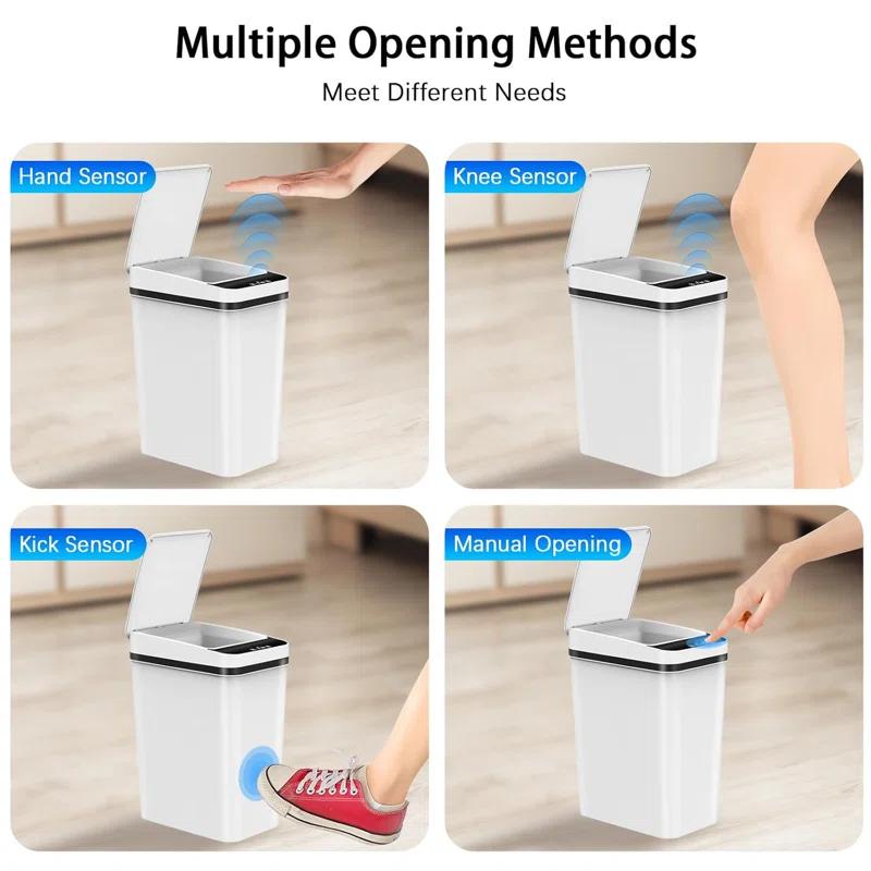 G & R PLUMBING ENTERPRISES, INC. 3 Pack Automatic Small Bathroom Trash Can with Lid - 2.5 Gallon Touchless Garbage Can