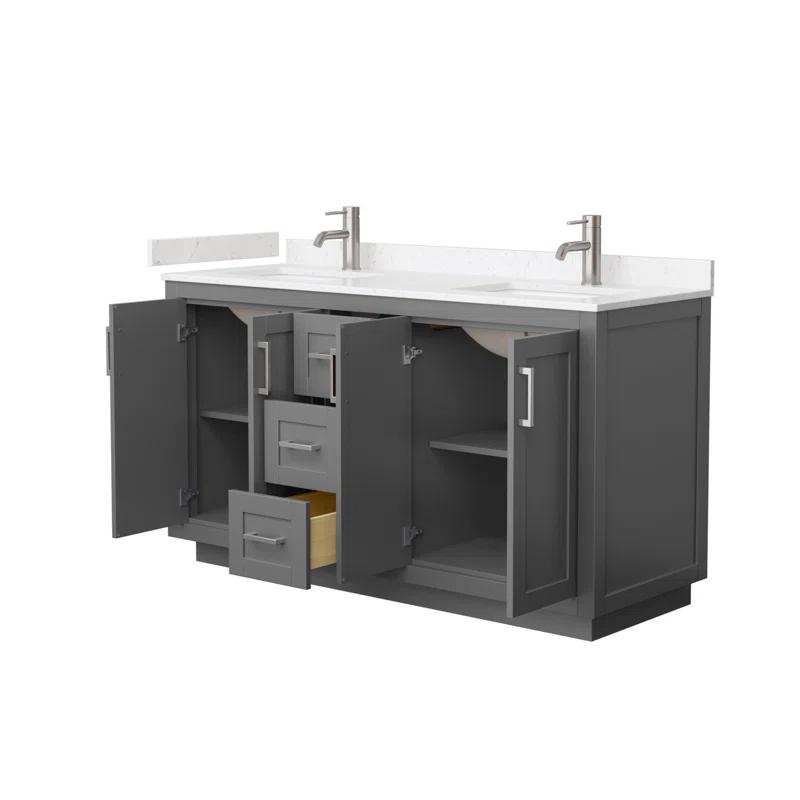 Wyndham Collection Miranda 60" Freestanding Double Bathroom Vanity with Cultured Marble Top