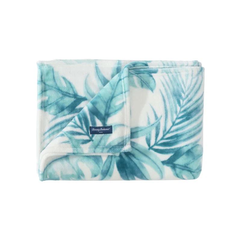 Tommy Bahama Home Wallpaper Leaves Plain Weave / Muslin Throw Blanket