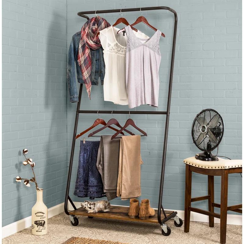Arnit 33.46'' Metal Rolling Clothing Rack