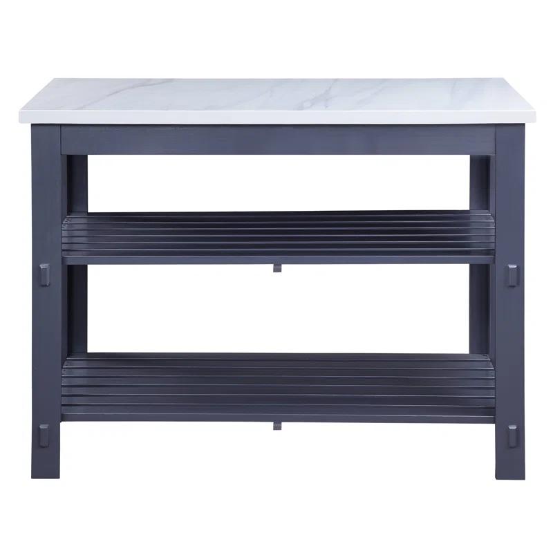 Latitude Run® Marble Top & Gray Finish Kitchen Island