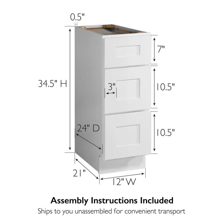 Design House Design House Brookings Unassembled Shaker Drawer Base Kitchen Cabinet