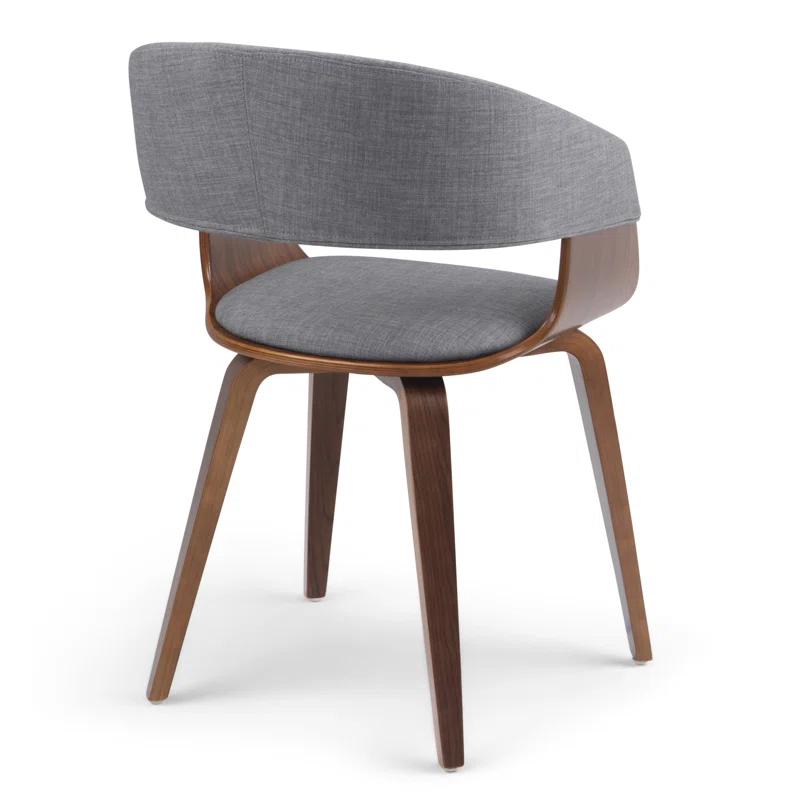 Lowell Bentwood Upholstered Dining Chair with Curved Backrest in Mid-Century Modern Style