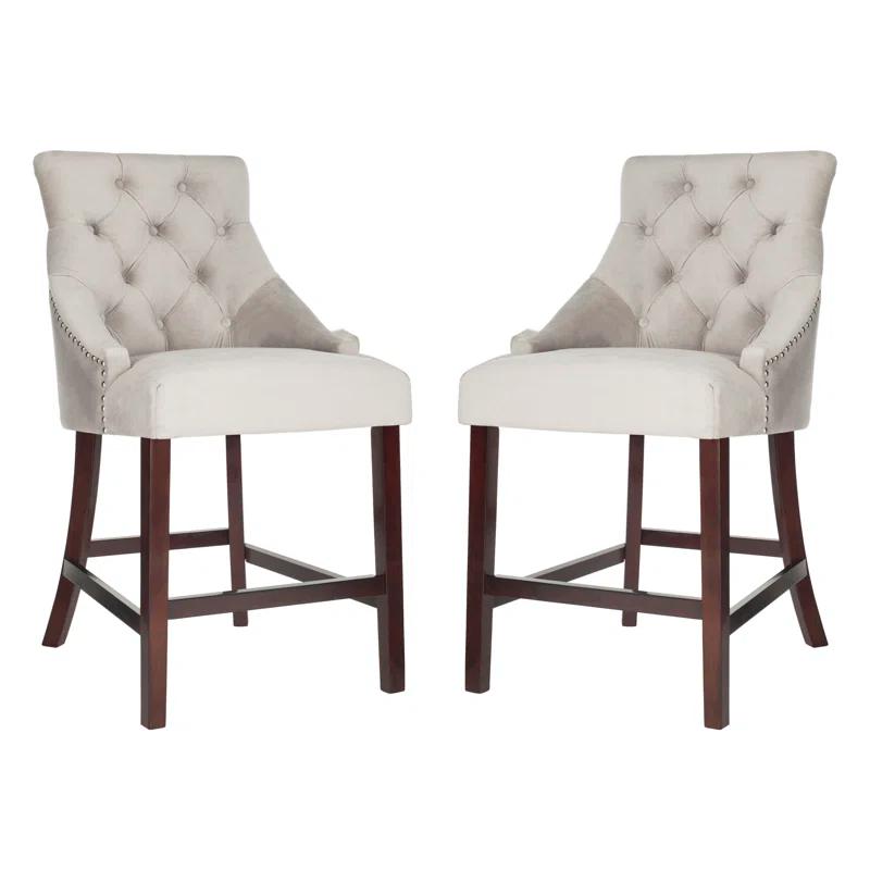 Rosdorf Park Balyon Upholstered Counter Stool with Solid Wood Frame (Set of 2)