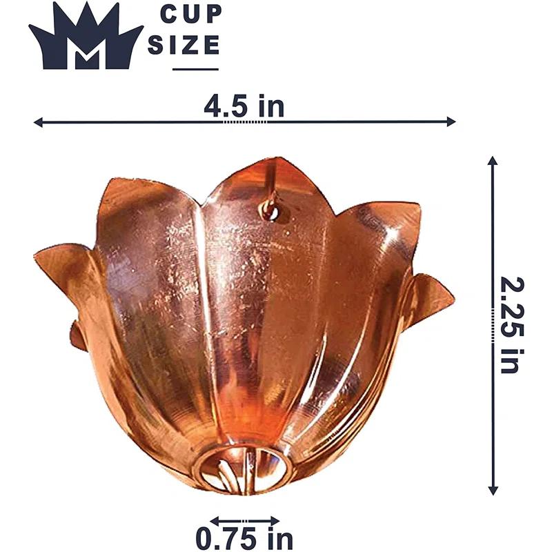 Pure Copper Lotus Cup Rain Chain Replacement Downspout for Gutters