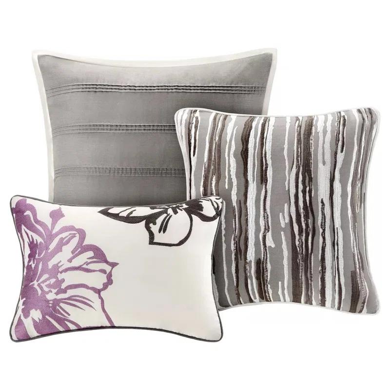 Madison Park Gray Reversible Modern & Contemporary 6 Piece Duvet Cover Set