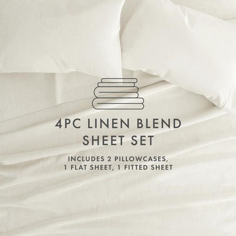 Linen Bamboo-Blend Breathable Luxury Bed Sheet Set
