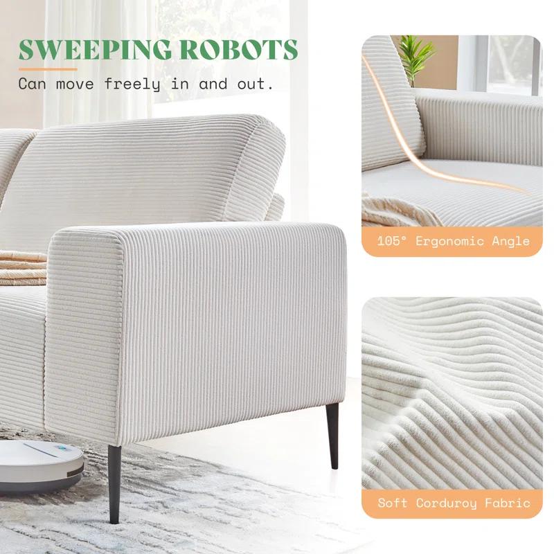 Wade Logan® Brynnly 89 in Comfy Sofa Couch with Extra Deep Seat 3 Seater Sofa Chair Set for Living Room