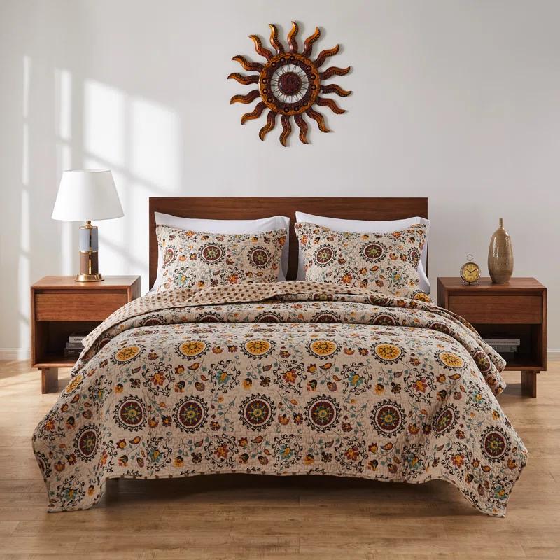 Andorra Medallion Cotton Reversible Quilt Set