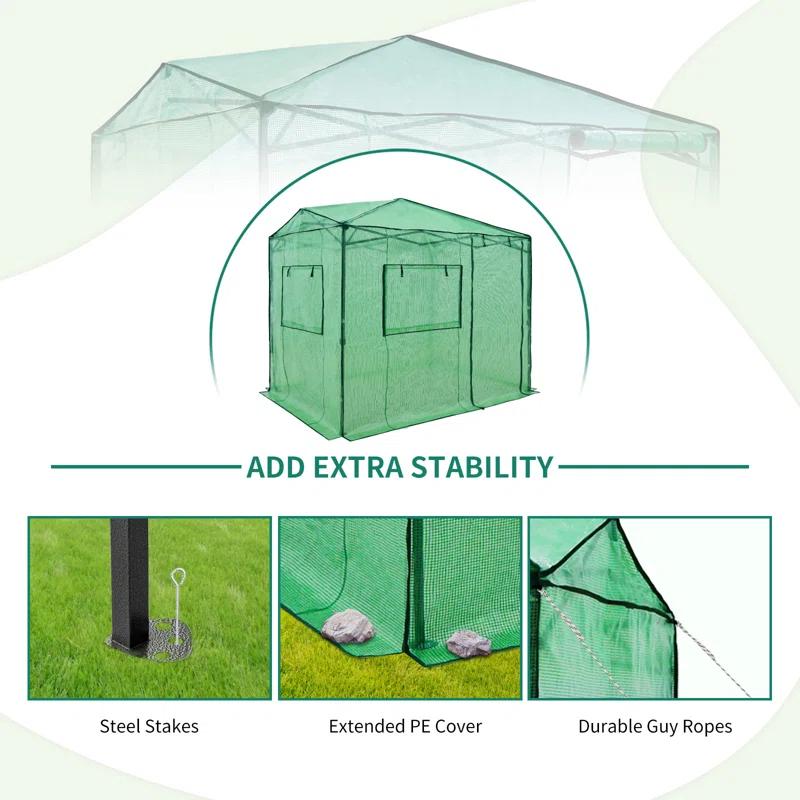 EAGLE PEAK Pop Up Greenhouses 8' X 6' Portable Instant Walk-In Garden Greenhouse & Reviews | Wayfair