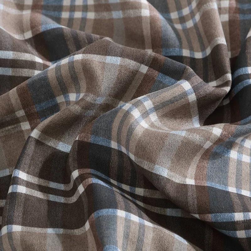 Eddie Bauer Rugged Plaid Brown Microsuede Reversible Duvet Cover Set