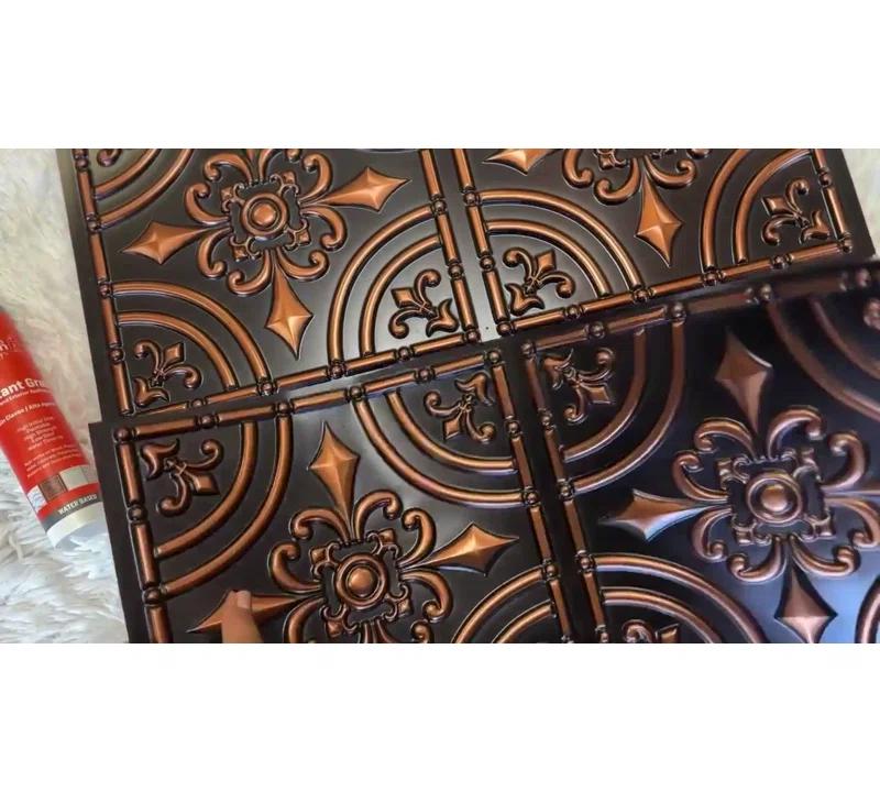 FromPlainToBeautifulInHours Wrought Iron 2 Ft. X 2 Ft. Glue-Up PVC Ceiling Tile (Set of 10)