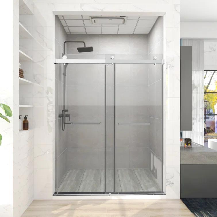 HHK HOME 60'' W 76'' H Frameless Rectangle Shower Enclosure HHKSS04-CH-6076