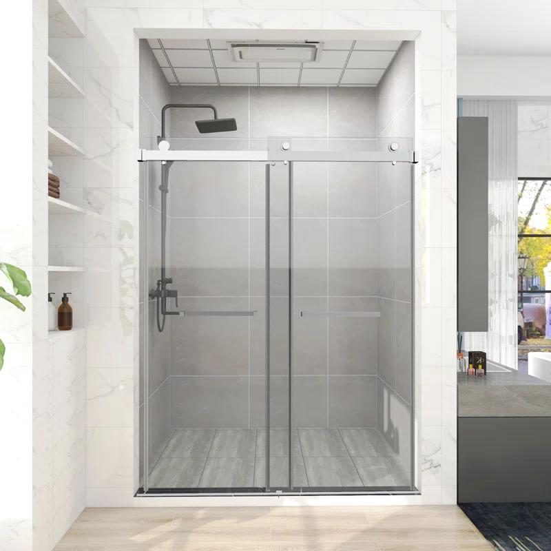 HHK HOME 60'' W 76'' H Frameless Rectangle Shower Enclosure HHKSS04-CH-6076