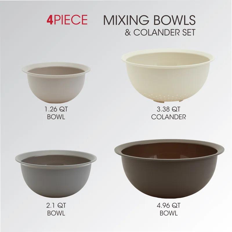 Basic Essentials 4pc Mixing Bowls & Colander Set