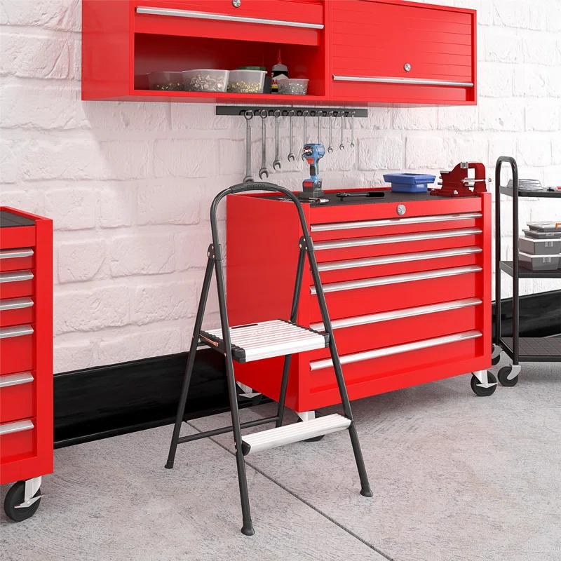 COSCO COSCO 2-Step Aluminum Folding Step Stool with Rubber Hand Grip