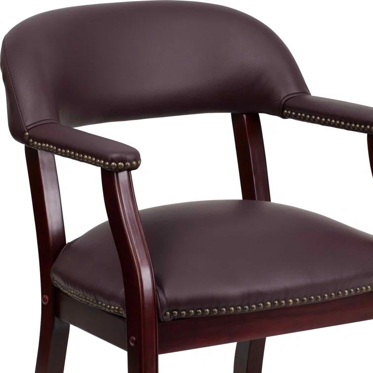 Leather Seat Waiting Room Chair with Wood Frame
