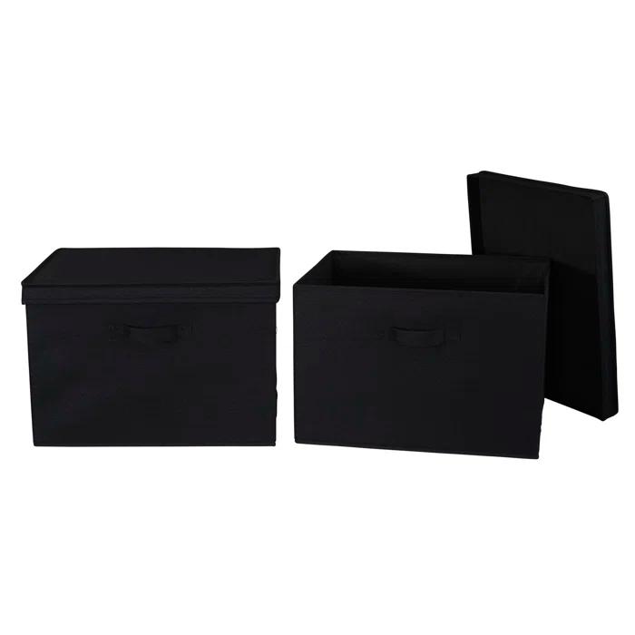 Household Essentials Household Essentials Wide Storage Box Fabric Bin (Set of 2)