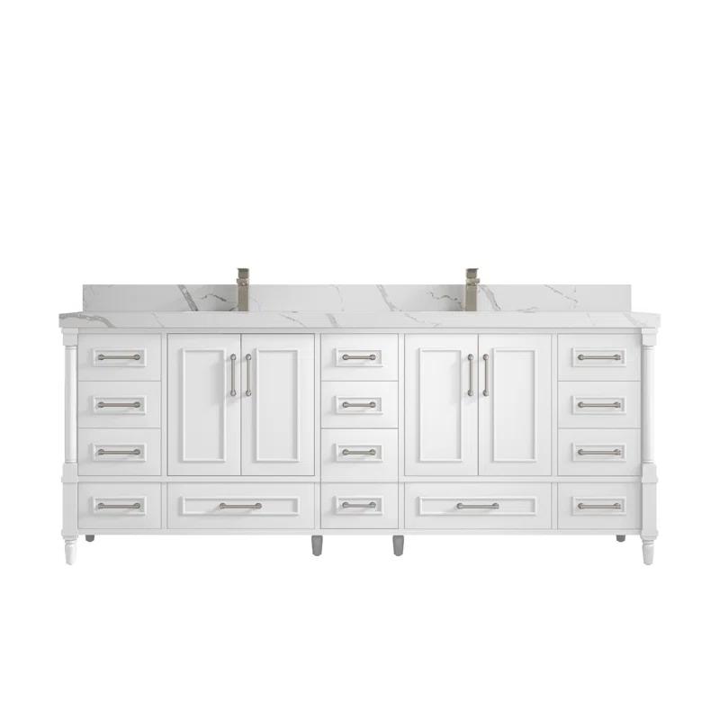 Willow Collections Aberdeen 84'' Double Bathroom Vanity with Quartz Top