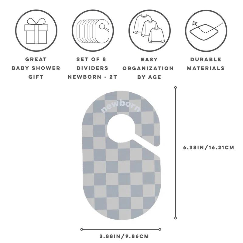 3 Sprouts 3 Sprouts Baby Closet Dividers (Newborn To 24 Months) – Pack Of 8 - Checkerboard