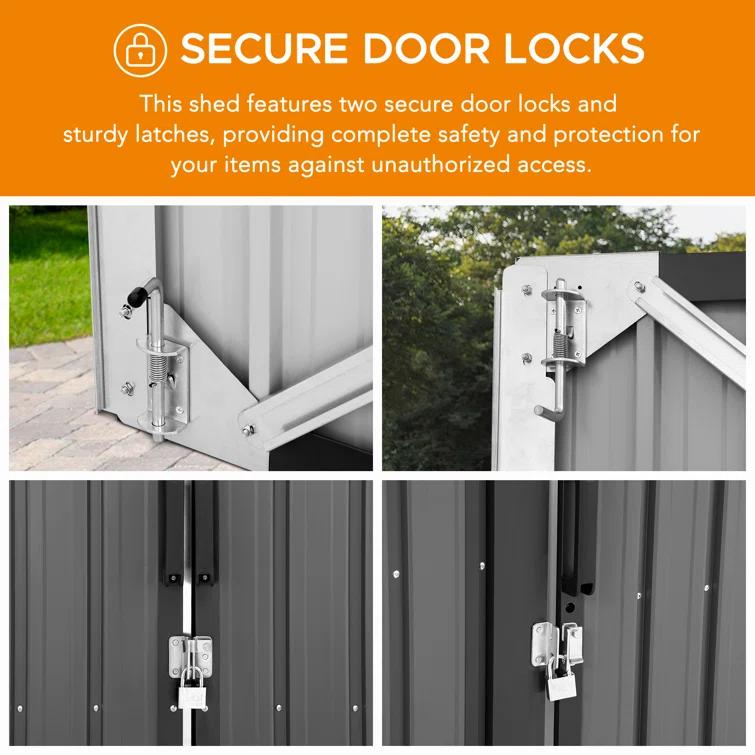 Sunjoy Sunjoy Outdoor Storage Shed 10 x 20 ft. Carport, Patio Metal Utility Large Storage Shed Garage with 2 Doors and 4 Vents, for Car, Truck, Bike, Garbage Can, Tool, Lawnmower