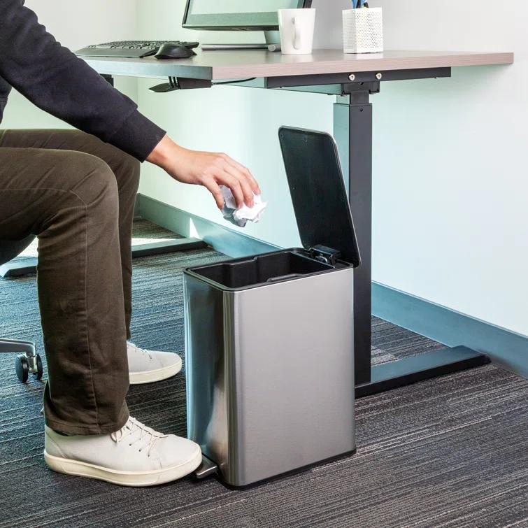 Wayfair Basics® 2.6 Gallon Stainless Steel Rectangular Step On Bathroom Trash Can