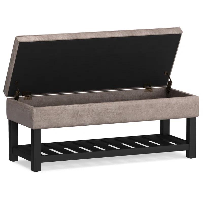 Simpli Home Cosmopolitan 44"W Transitional Tufted Storage Ottoman Bench with Lift Top