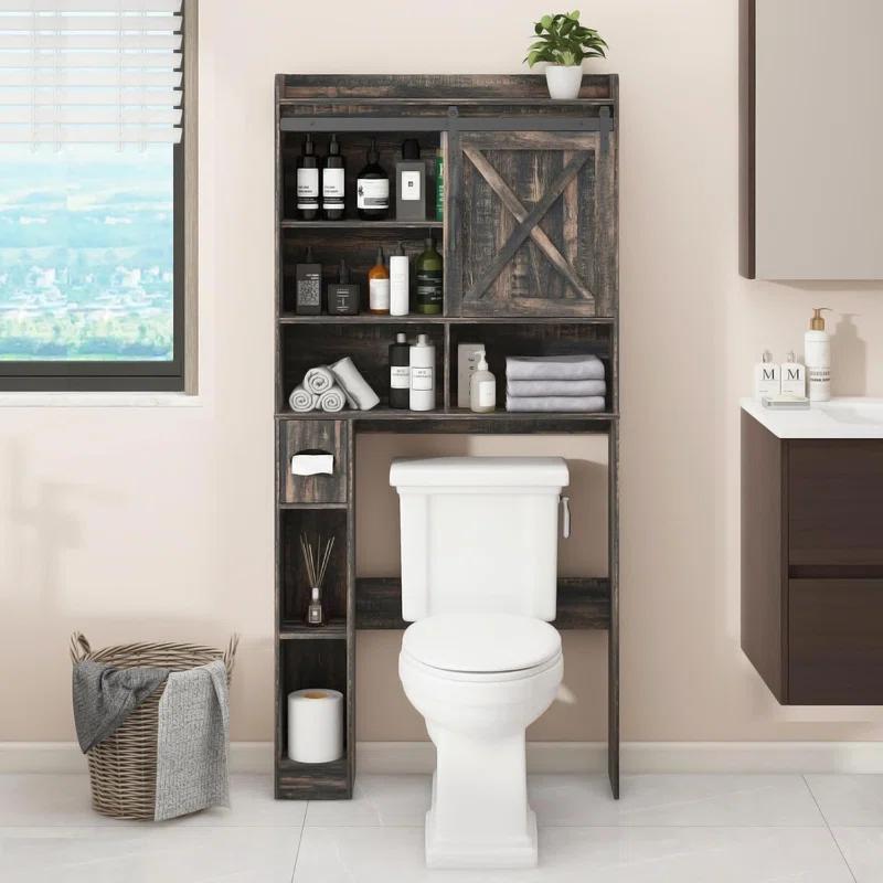 Gracie Oaks The Toilet Storage Cabinet, Farmhouse Storage Cabinet Over Toilet with 2 Barn Doors