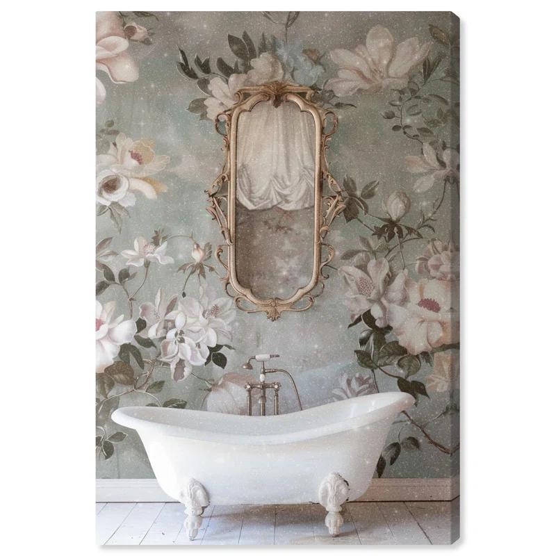 Art Remedy Delicate Classic Bathroom Canvas Farmhouse Floral Art by Art Remedy