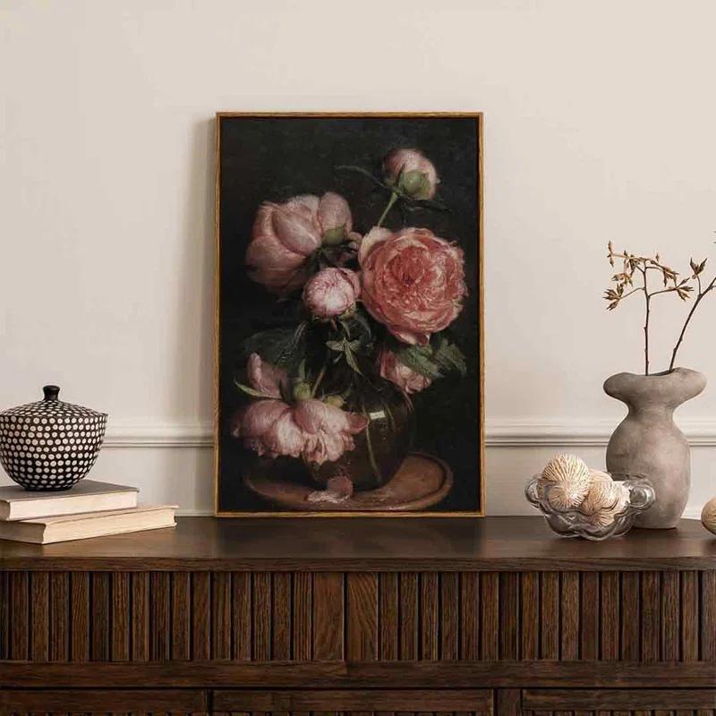 World Menagerie Framed Canvas Prints Art Vintage Decor, Botanical Canvas Wall Art Decor For Bedroom,Large Floral Prints For Living Room, French Country Decor Wall Prints, 20"X30"