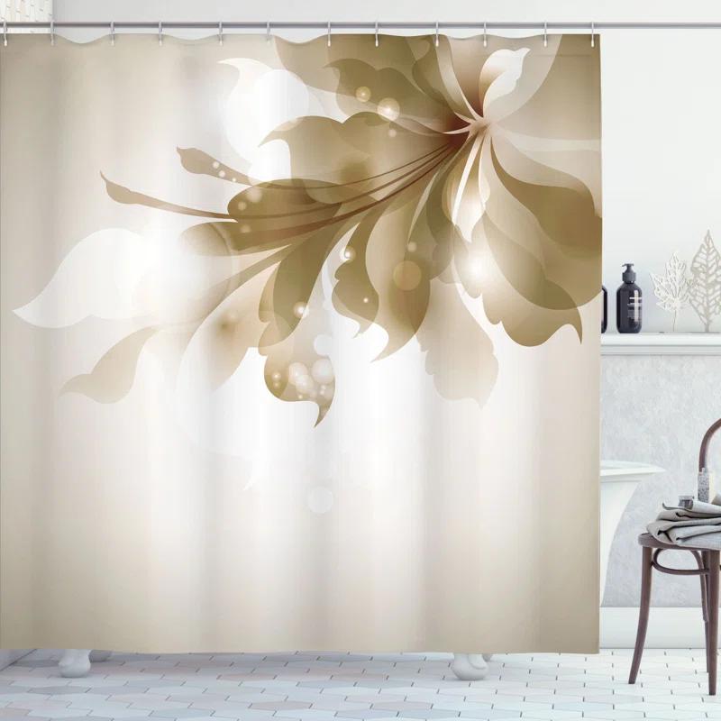 Ambesonne Floral Shower Curtain with Hooks Included