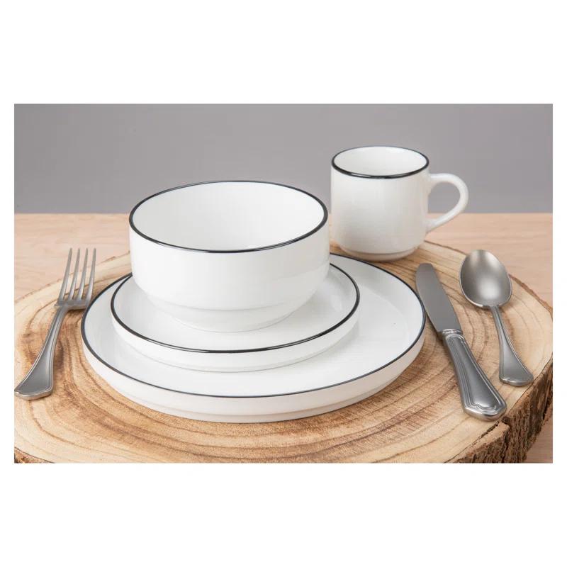 BIA Cordon Bleu BIA Cordon Bleu 16-Piece, Stackable Black Rim Dinnerware Set