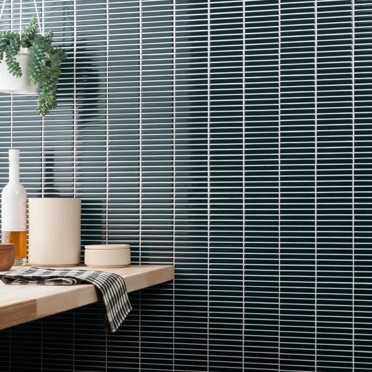 Monogram Stacked 11.19 In. X 11.9 In. Glossy Porcelain Mosaic Floor And Wall Tile (0.92 Sq. Ft. / Each)