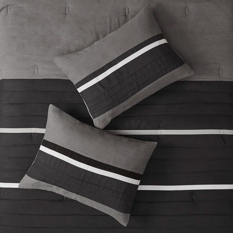 Madison Park Palmer 7 PC Pieced Faux Suede Comforter Set