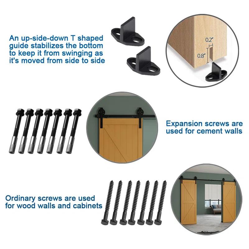 HomLux Standard Double Barn Door Hardware Kit
