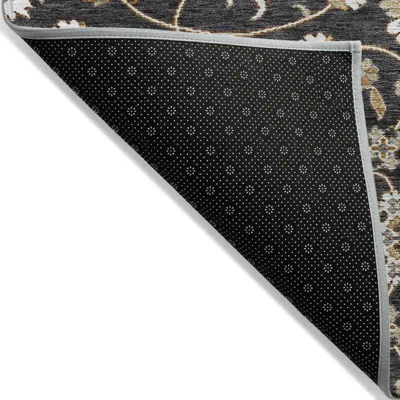 Machine Washable Indoor/Outdoor Chantille ACN1149 Black Rug