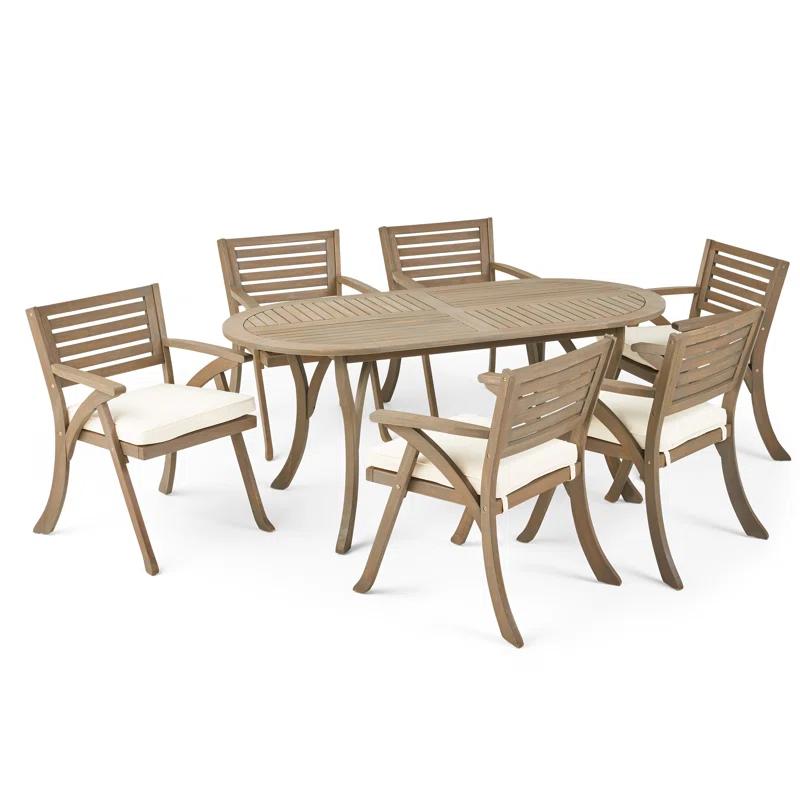 Rosecliff Heights Jon 7 Piece Dining Set with Cushions