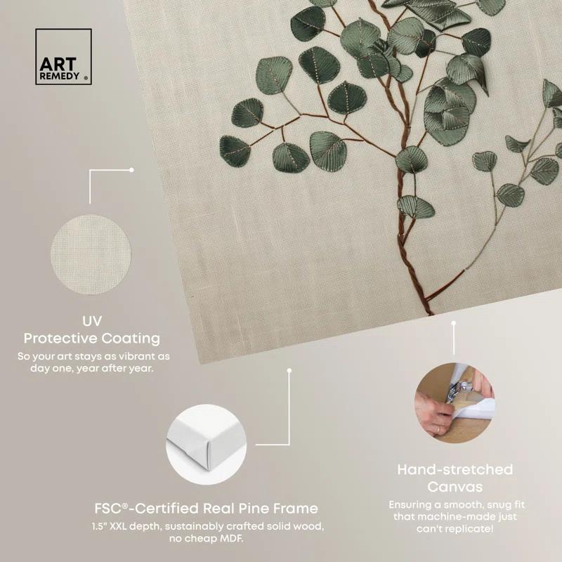 Art Remedy Eucalyptus Embroidery II Botanical Art Prints Wall Art by Art Remedy