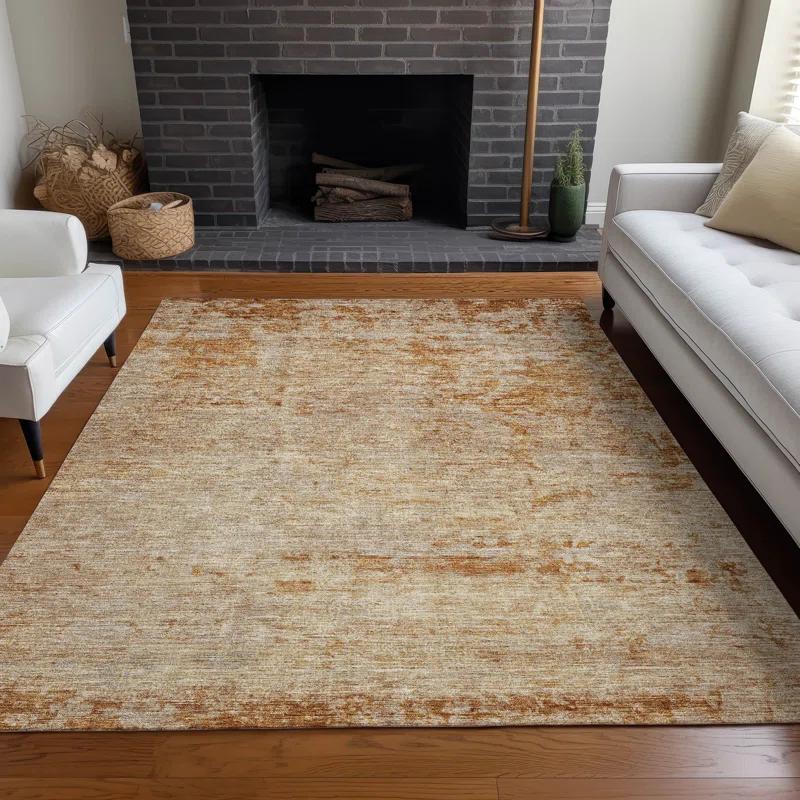 Machine Washable Indoor/Outdoor Cicel ACN1164 Copper Rug