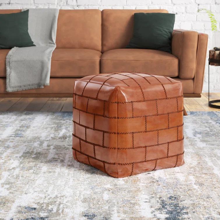 Steelside™ Brock Leather Pouf