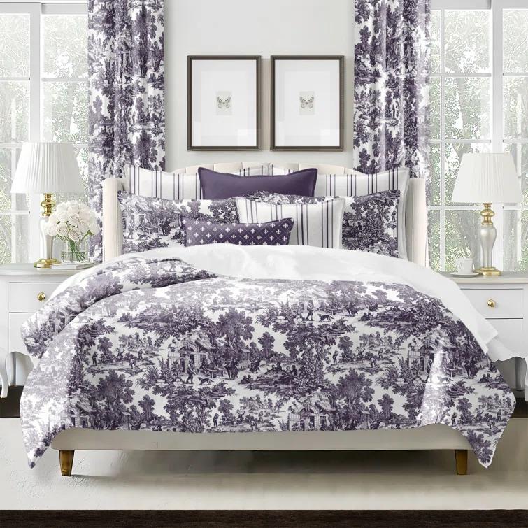 6ix Tailors Fine Linens Au Village Toile Eggplant