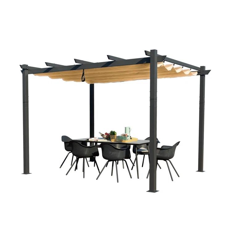 Kozyard Atlantics Outdoor Retractable Pergola with Sun Shade Canopy 10' x 13'