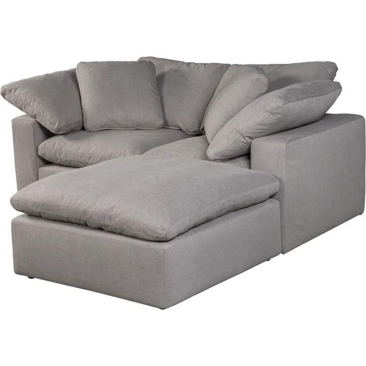 Modular Sectional Sofa - Light Grey Fabric Nook Couch - Home Living Room Seating