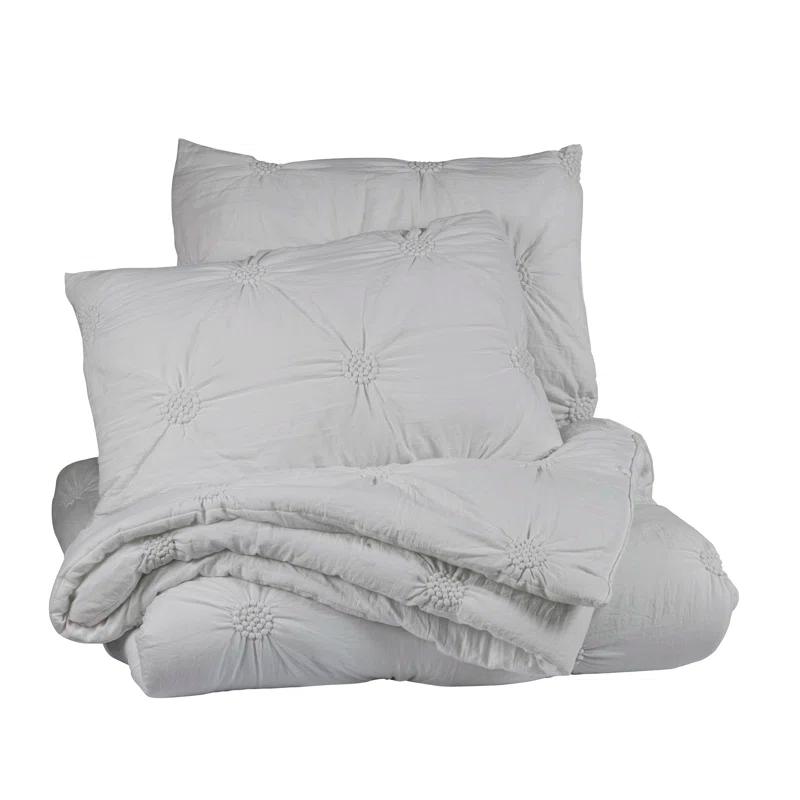 Swift Home Supreme Microfiber Floral Pintuck Microfiber 3-Piece Comforter Set